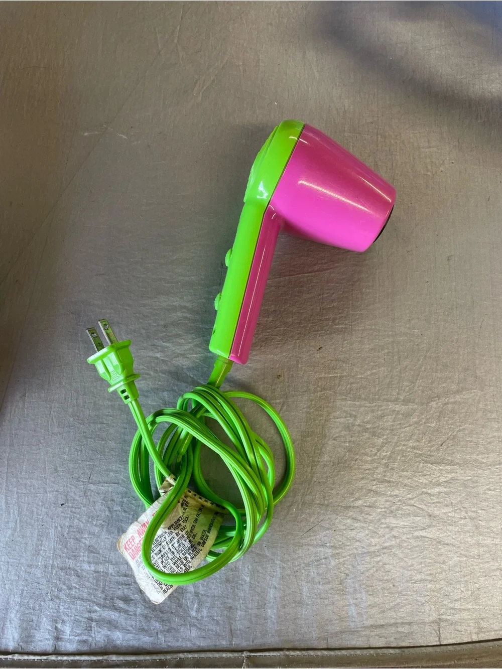 Pink and Lime Green Mini Hair Dryer conair wild thing 80’s vintage working